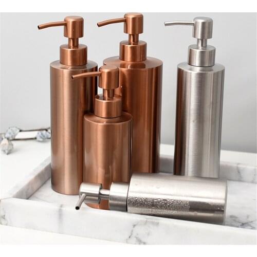 Stainless Steel Soap Dispenser 250ml Home Bathroom Shampoo Bottles 350ml 550ml Hand Washing Empty Refill Press Sub-bottle