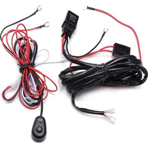 ECAHAYKU Car Auto Led Work Lamp Driving Lights 2m Wiring Harness Offroad Led Light Bar Wire Cable 40A 12v 24v Switch Relay Kit
