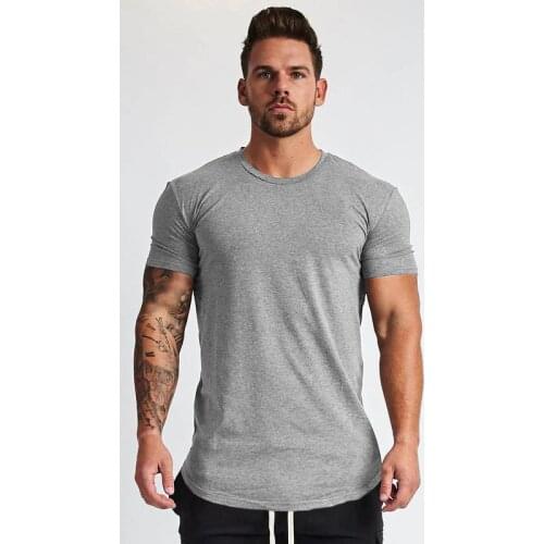 Muscleguys New Plain Clothing fitness t shirt men O-neck t-shirt cotton bodybuilding tee shirts slim fit tops gyms tshirt Homme