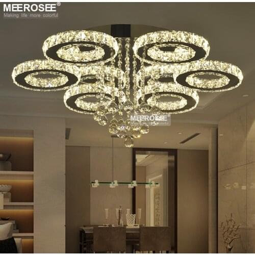 Hot Sale LED Crystal Ceiling Light Fixture Ring K9 Crystal Flush Mounted Lighting Clear Crystal LED Lamp for Living room Hotel