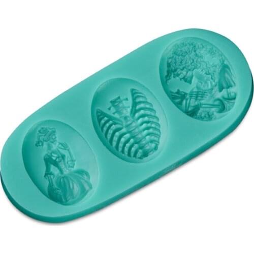 Halloween Scary Human Silicone Fondant Soap 3D Cake Mold Cupcake Jelly Candy Chocolate Decoration Baking Tool E814