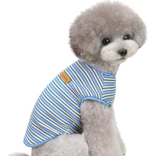 Dog Cotton Clothes Summer Pet Vest Puppy Clothes Cute Shirt Pet Cat Vest T Shirt Outfit For Poodle Dogs Pets Stripe Clothing