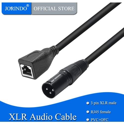 JORINDO 0.3M/0.98FT XLR male to RJ45 Audio signal transmission line,female Network Interface to XLR 3-pin Cable