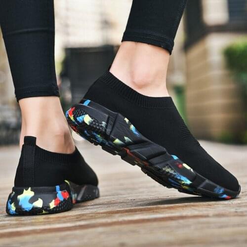 Sneakers Women Shoes Knitting Sock Women Lightweight Casual Slip on Flat Laides Shoes Woman Plus Size Loafers Walking Famela