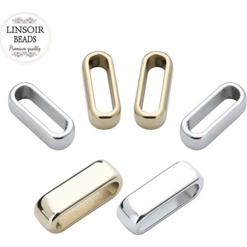 LINSOIR 40pcs Gold Color Slider Spacer Beads Fit 10*2.5mm Leather Cord Metal Large Big Hole Beads For Jewelry Making Diy F5356