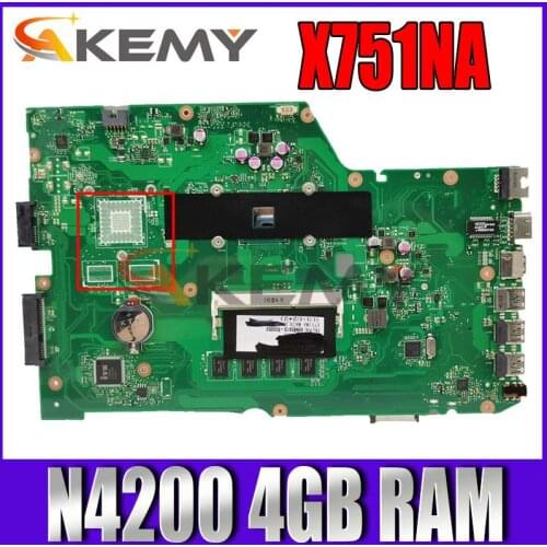 X751NA Motherboard For ASUS X751NA X751NC X751NV X751N Laptop Motherboard Celeron N4200 4GB RAM 100% original Mainboard GM