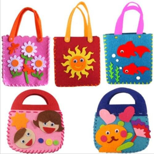Cartoon Intellectual develop Kids Educational Toy Non-woven Cloth DIY sewing Handbag Kindergarden Handmade Crafts Children gift