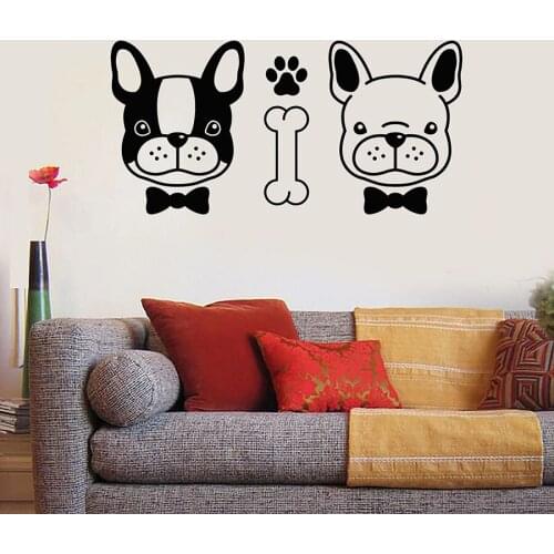Couple Dogs Wall Decal Cute Pets Animals Grooming Salon Pet Store Nursery Interior Decor Vinyl Window Stickers Mural Art S1362