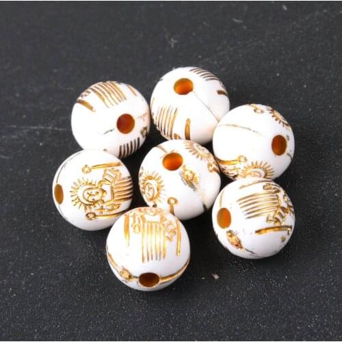 2018 New Cream Vintage Gold Cross Stripe Round Acrylic Spacer Beads For Bracelet Necklace Jewelry Making DIY 8mm 100pcs/lot
