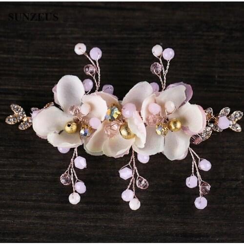 2020 New Arrival Pink Flowers Children Party Accessories Head Clip Hand-made Little Girls Headpiece For Wedding SQ301