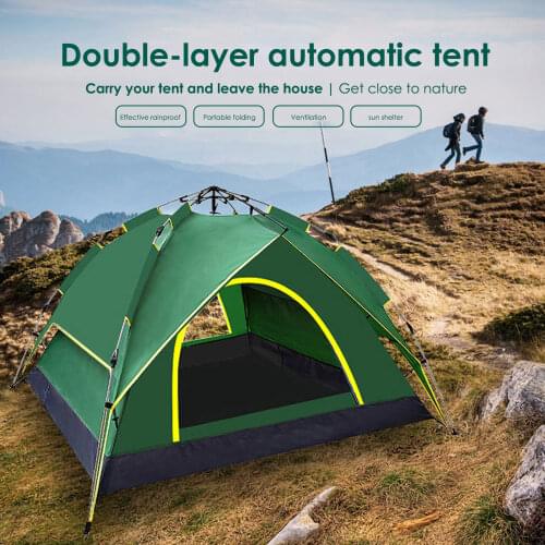 Camping Tent 2-3 Person Full Automatic Quick-opening Fake Double-layer Sun Protection Outdoor Pop Up Tent Easy Set Up