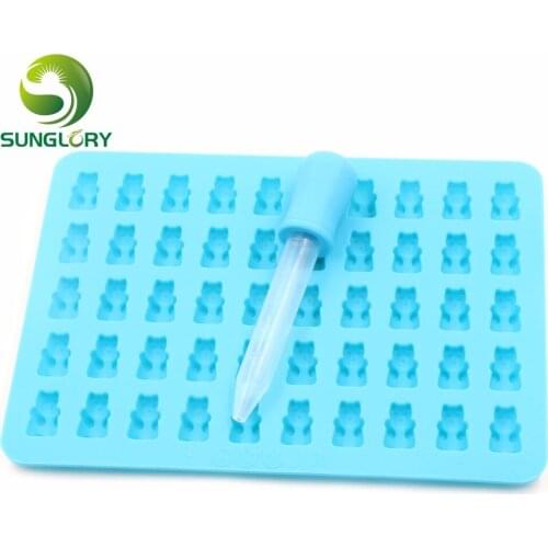 Bakeware Small Pastry Baking Pad Kitchen 50 Little Bear DIY Chocolate Silicone Mold Including 1PC Dropper Cake Decorating Tools