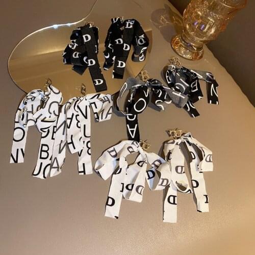 Origin Summer Statement Black White Bow-knot Letter B Dangle Earring for Women Girls Creative Ribbon Earring Jewelry Pendientes