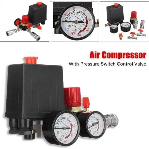 240V AC Regulator Heavy Duty Air Compressor Pump Pressure Control Switch Plumbing Control Valve 95-125PSI with Quick Connector