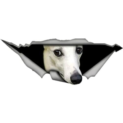 S50588# Various Sizes Personality PVC Decal White Whippet 3D Pet Dog Waterproof Car Sticker on Motorcycle Laptop