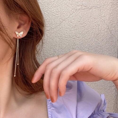 Long Tassel Butterfly Drop Earrings Silver Color 2021 Fashion Hanging Women Earrings Summer Jewelry Girls Party Gift