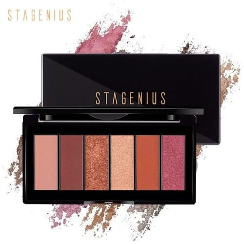 STAGENIUS 6 Colors Makeup Eyeshadow Palette Glitter Matte Shadow Pallette Tropical Vacation Eye Shadow Cosmetic With Mirror