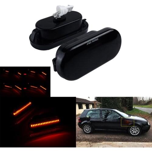ANGRONG Dynamic LED Side Marker Indicator Repeater Light For VW Golf 3 4 Passat 3B Polo