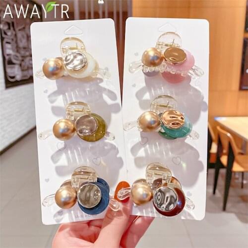 New Women Elegant Acrylic Circle Ball Barrettes Geometric Hair Claws Sweet Hair Clips Headband Hairpin Fashion Hair Accessories