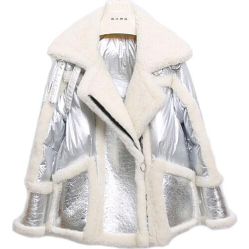 2019 Winter new Haining fur sheep fur one coat female imported lamb hair long womens down coat