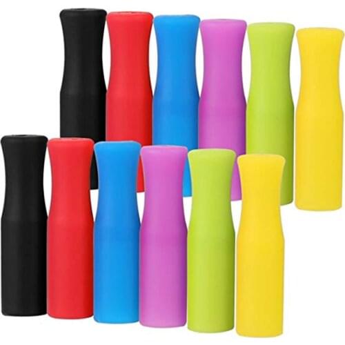 12 pack Silicone Straw Tips Multi Colored Food Grade Straws Nozzles Covers 6MM Outer Diameter Stainless Steel Straws