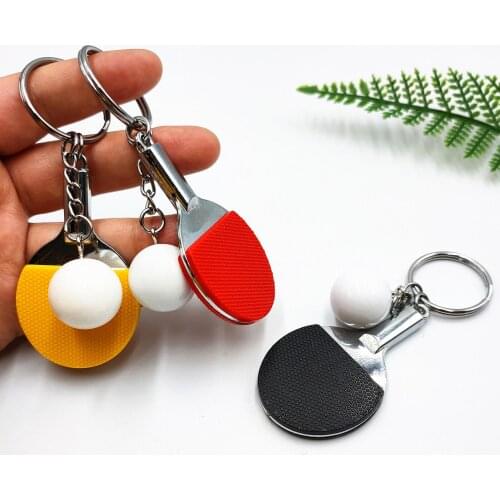 2Pcs Sport Ping Pong Table Tennis Ball Badminton Bowling Ball Keychain Key Chain Keyring Key Ring Souvenir Gift