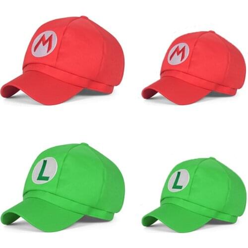 5 colors !Anime Super Mario Hat Cap Luigi Bros Cosplay Baseball Costume Birthday Present Mario Caps Gift Adult Children Size