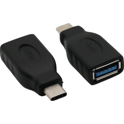 5pcs USB 3.0 A Female Jack to USB 3.1 Type C Male Plug Sync Data Power Supply Adapter Converter Straight Black