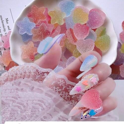 50pcs)8MM/10MM Star/Heart/Doughnut Nail Art Soft Candy Rhinestones Soft sweets Gems Manicure Decorations Jelly Drops Jewelry Ac