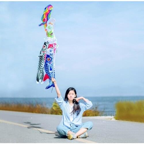 55cm Koi Nobori Carp Wind Socks Koinobori Colorful Fish Flag Hanging Wall Decor 97BE