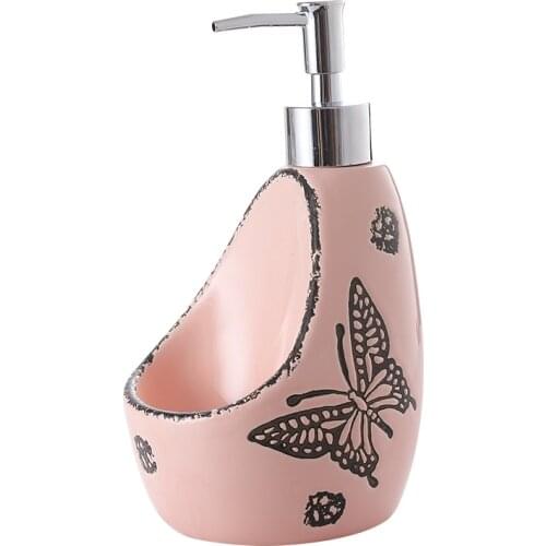 580lm Multifunction Ceramic Liquid Soap Dispenser With Sponge Seat Soap Box for Kitchen Bathroom Lotion Bottle Home Decor