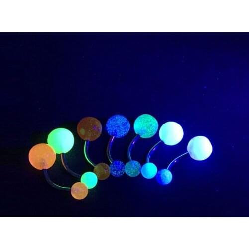 7 Pcs umbilical nails mixed colors cheap glow in the dark belly rings body jewelry Color random delivered