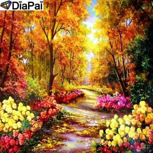 DiaPai 5D DIY Diamond Painting 100% Full Square/Round Drill "Flower tree scenery"Diamond Embroidery Cross Stitch 3D Decor A22490