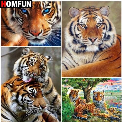 HOMFUN Full Square/Round Drill 5D DIY Diamond Painting "Animal tiger landscape" Embroidery Cross Stitch 5D Home Decor Gift