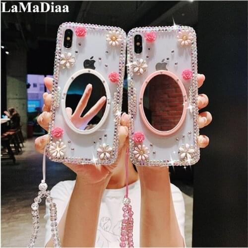 Phone Case For Xiaomi Redmi5 6 4X 4A 5A 6A Note4 5 6 7 8 Pro Note4X 5A Case Diamond New Luxury Ring Holder Mirror Soft TPU Cover