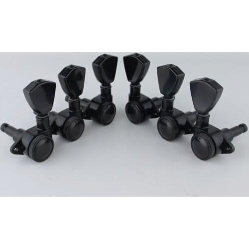 Black Chrome Guitar Locking Tuners(3L+3R Handed)-1:21 Models Rear Lock String Tuning Key Pegs Machine Head with Trapezium Handle