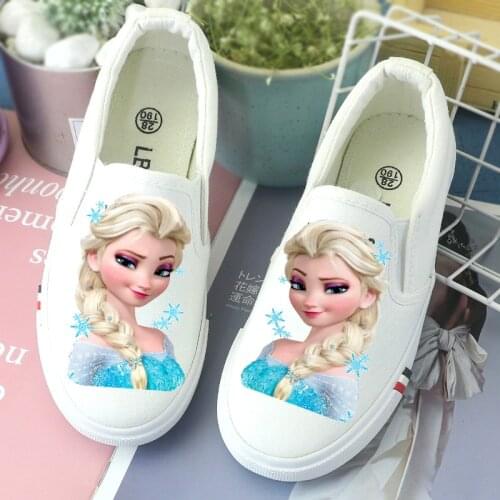 Disney childrens canvas shoes girls spring and summer cartoon princess sports shoes sneakers low-cut frozen shoes