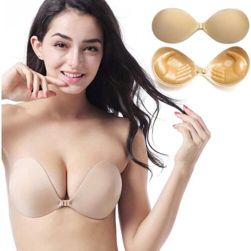 Women Push Up Bra Silicone Body Strapless Invisible Seamless Sticky Bra Nipple Cover Breast Lift Tape For Adhesive Plus Size Bra