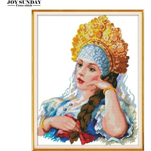 Joy Sunday Cross Stitch Fabric Aida 14ct 11ct DMC Threads Canvas Printed Cross Set for Embroidery Stitch DIY Needlework Painting