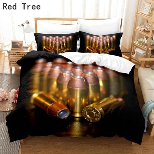 Military Weapon 2/3 Pieces Bedding Set Printed Duvet Cover Set Home Textile Bed Linen Quilt Bedroom Decoration Spring Summer Use