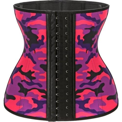 2020 The Latest Version Camouflage Printing High Compression Hooks Latex Body Shaper 9 Steel Bone Corset Waist Trainer for Women