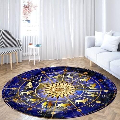 Round Floor Mat Bedroom Living Room Decor Entrance Doormat Home Decoration Large 12 Constellations Carpets Printed Sun Rugs