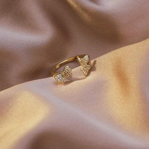 MISSNICE Vintage Exquisite Zircon Butterfly Ring New Fashion Adjustable Finger Rings Sweety Lovely Style Jewelry Moda