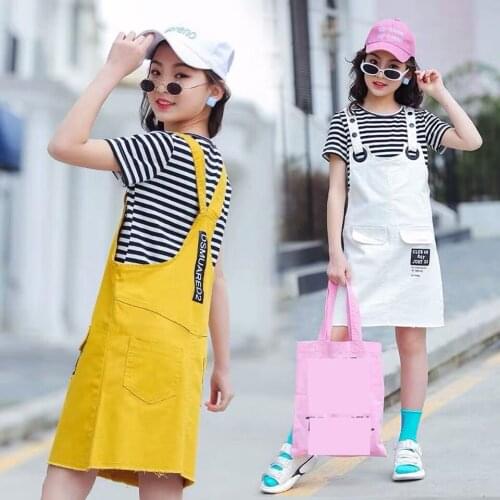 Fashion 2019 Lovely Baby Girl Clothes 2PCS Toddler Kids Baby Girls Outfits Stripe T-shirt Tops+Overalls Pants Clothes Set