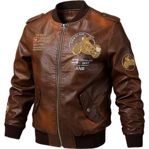 Fashion Vintage Faux Leather Coat Handsome Motorcycle Mens PU Jacket Autumn and Winter Plus Velvet Thick Bomber Leather Jackets