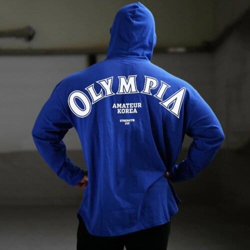 Mens Fashion Print Fitness Sport Casual Hoodie Gym Running Training Muscles Bodybuilding High Quality Cotton Jogging
