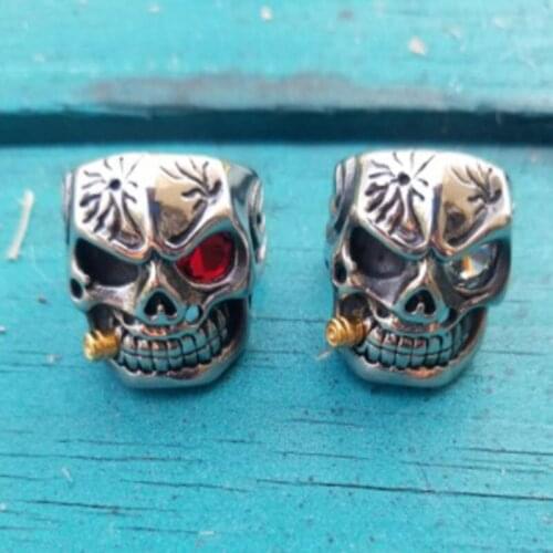 New Exaggerated Skull Head Bullet Inlaid Ring Mens Ring Bohemian Crystal Stainless Steel Ring Accessories Party Jewelry
