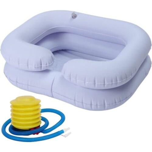 Inflatable Shampoo Basin for the Disabled Elderly Portable Hair Washing Basin Drain Tube Bed Rest Nursing Aid Sink