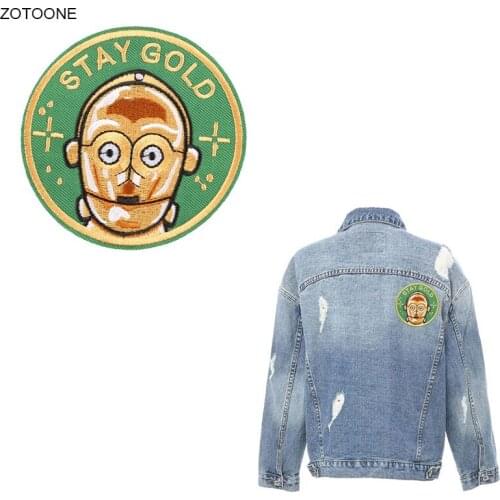 ZOTOONE Alien Patch DIY Round Badge Iron on Patches for Clothing Heat Transfer Sticker Embroidery Applique Sew on Thermal Press