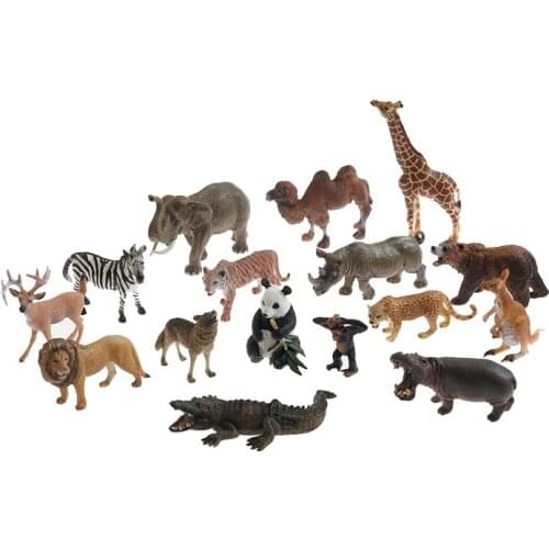 Montessori Educational Toys Simulated Action Figure Mini Wild Animals Model Toy Panada Elephant Orangutan Lion Bear Model